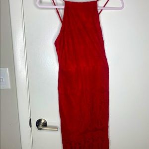 Red Cross back Lacey dress